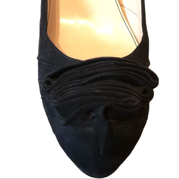 Marc Fisher Black Suede Pumps with Rose Detail, 4.25” Heel, NWOT‎ - Picture 3 of 7